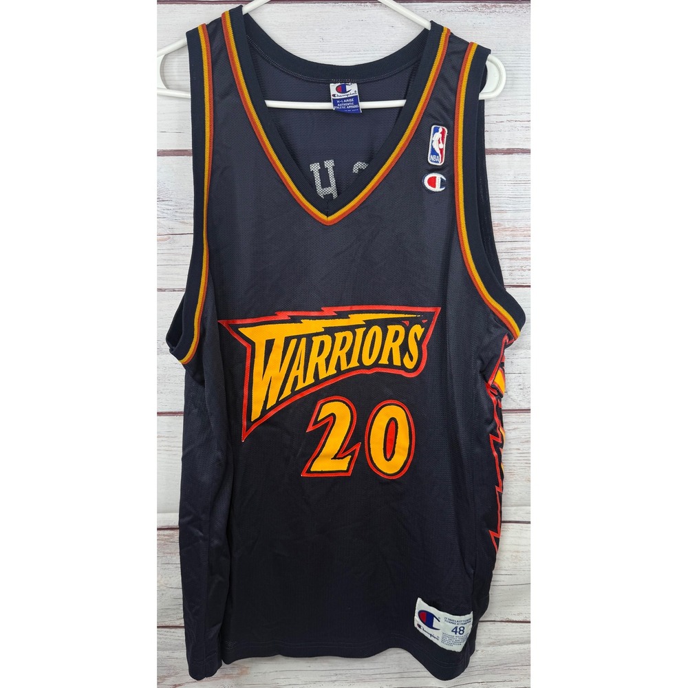 Vintage Champion Golden State Warriors Larry Hughes 20 Jersey Navy Mens 48